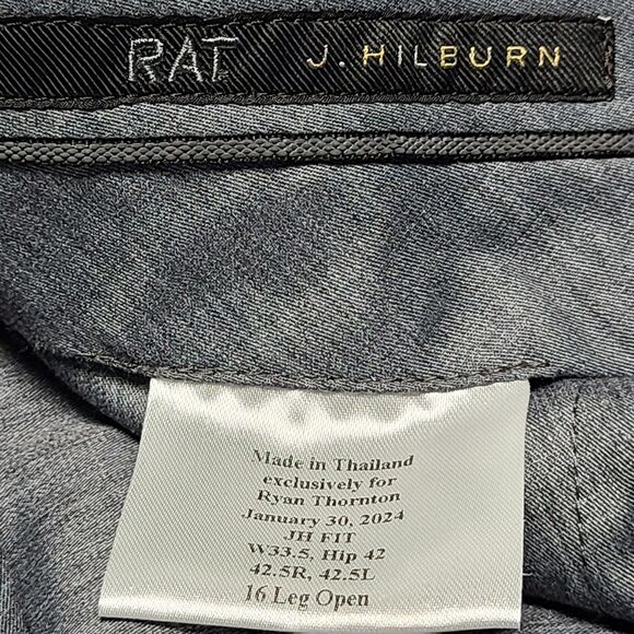 J Hilburn Dress Pants Mens 33x32 Navy Blue Flat Front Tailored Wool Blend Formal - Picture 5 of 8